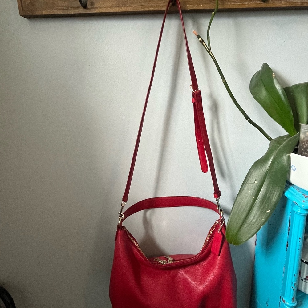 Coach Vibrant Red Crossbody Bag with Gold Accents - Picture 5 of 14